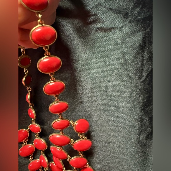 Vintage 80-90s Red Stone and Gold layered Statement Necklace - Picture 6 of 6